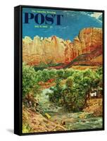 "Zion Canyon," Saturday Evening Post Cover, July 9, 1960-John Clymer-Framed Stretched Canvas