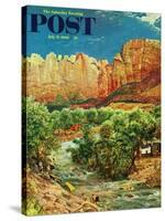 "Zion Canyon," Saturday Evening Post Cover, July 9, 1960-John Clymer-Stretched Canvas