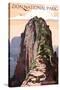 Zion National Park - Angels Landing and Condors-Lantern Press-Stretched Canvas