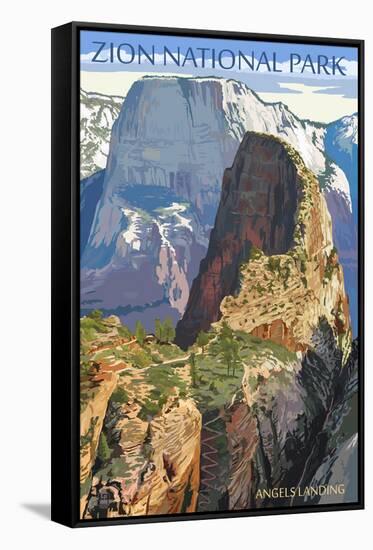 Zion National Park - Angels Landing-Lantern Press-Framed Stretched Canvas