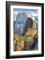 Zion National Park - Angels Landing-Lantern Press-Framed Art Print