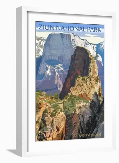 Zion National Park - Angels Landing-Lantern Press-Framed Art Print