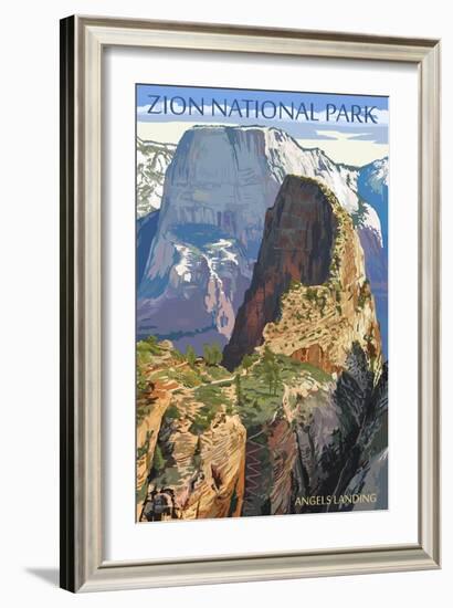 Zion National Park - Angels Landing-Lantern Press-Framed Art Print