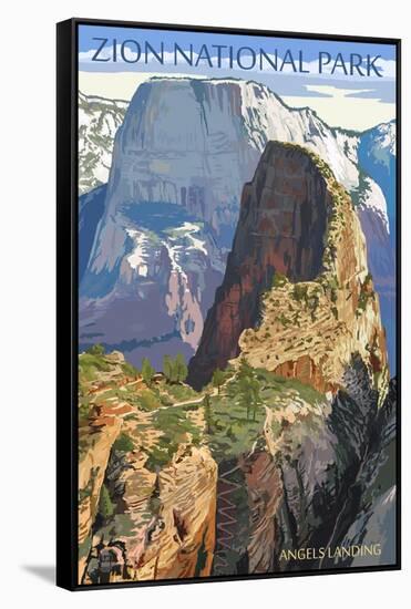 Zion National Park - Angels Landing-Lantern Press-Framed Stretched Canvas