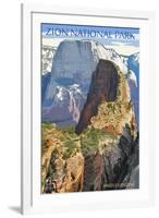 Zion National Park - Angels Landing-Lantern Press-Framed Art Print