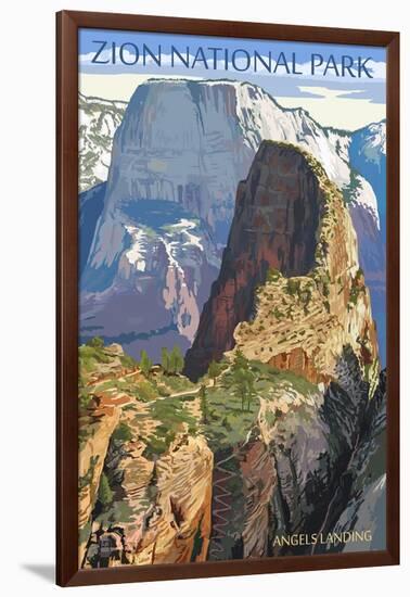 Zion National Park - Angels Landing-Lantern Press-Framed Art Print