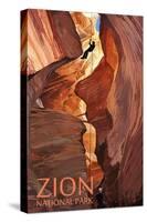 Zion National Park - Canyoneering Scene-Lantern Press-Stretched Canvas
