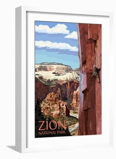 Zion National Park - Cliff Climber-Lantern Press-Framed Art Print