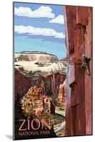 Zion National Park - Cliff Climber-Lantern Press-Mounted Art Print