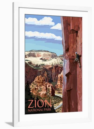 Zion National Park - Cliff Climber-Lantern Press-Framed Art Print