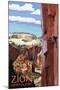 Zion National Park - Cliff Climber-Lantern Press-Mounted Art Print