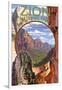 Zion National Park - Montage Views-Lantern Press-Framed Art Print