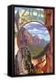 Zion National Park - Montage Views-Lantern Press-Framed Stretched Canvas