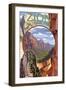 Zion National Park - Montage Views-Lantern Press-Framed Art Print