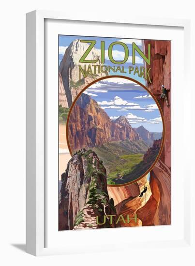 Zion National Park - Montage Views-Lantern Press-Framed Art Print