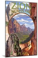 Zion National Park - Montage Views-Lantern Press-Mounted Art Print