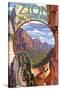 Zion National Park - Montage Views-Lantern Press-Stretched Canvas