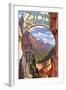 Zion National Park - Montage Views-Lantern Press-Framed Art Print