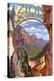 Zion National Park - Montage Views-Lantern Press-Stretched Canvas