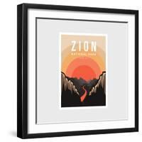 Zion National Park Poster Vector Illustration-DOMSTOCK-Framed Photographic Print