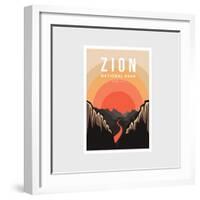 Zion National Park Poster Vector Illustration-DOMSTOCK-Framed Photographic Print