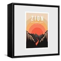 Zion National Park Poster Vector Illustration-DOMSTOCK-Framed Stretched Canvas