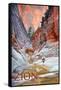 Zion National Park - Slot Canyon-Lantern Press-Framed Stretched Canvas