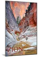 Zion National Park - Slot Canyon-Lantern Press-Mounted Art Print