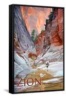 Zion National Park - Slot Canyon-Lantern Press-Framed Stretched Canvas