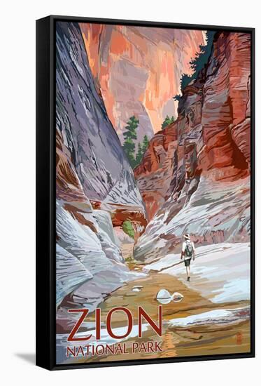 Zion National Park - Slot Canyon-Lantern Press-Framed Stretched Canvas