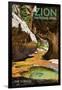 Zion National Park - The Subway-Lantern Press-Framed Art Print