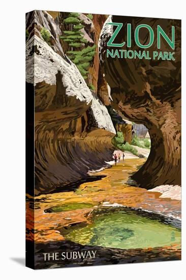 Zion National Park - The Subway-Lantern Press-Stretched Canvas