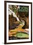 Zion National Park - The Subway-Lantern Press-Framed Art Print