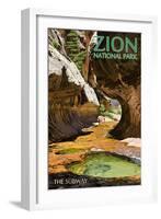 Zion National Park - The Subway-Lantern Press-Framed Art Print