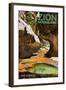 Zion National Park - The Subway-Lantern Press-Framed Art Print