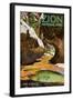 Zion National Park - The Subway-Lantern Press-Framed Art Print