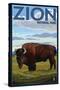Zion National Park, UT - Bison-Lantern Press-Stretched Canvas