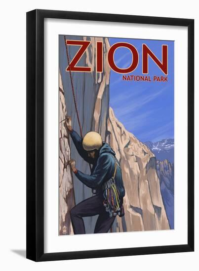 Zion National Park, UT - Climber-Lantern Press-Framed Art Print