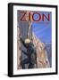 Zion National Park, UT - Climber-Lantern Press-Framed Art Print