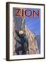 Zion National Park, UT - Climber-Lantern Press-Framed Art Print