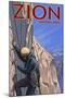 Zion National Park, UT - Climber-Lantern Press-Mounted Art Print