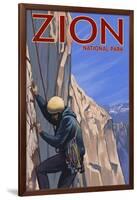 Zion National Park, UT - Climber-Lantern Press-Framed Art Print