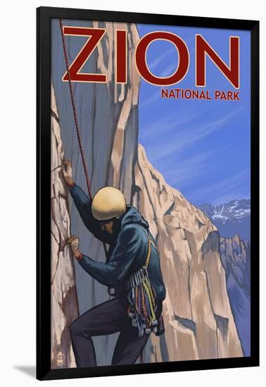 Zion National Park, UT - Climber-Lantern Press-Framed Art Print