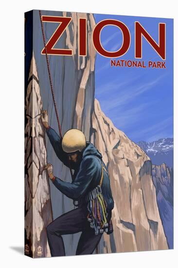 Zion National Park, UT - Climber-Lantern Press-Stretched Canvas