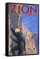 Zion National Park, UT - Climber-Lantern Press-Framed Stretched Canvas