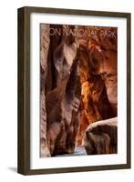Zion National Park, Utah - Slot Canyon-Lantern Press-Framed Art Print