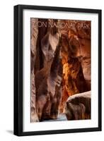 Zion National Park, Utah - Slot Canyon-Lantern Press-Framed Art Print