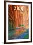 Zion National Park, Utah - The Narrows - Oil Painting - Lantern Press Artwork-Lantern Press-Framed Art Print