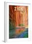 Zion National Park, Utah - The Narrows - Oil Painting - Lantern Press Artwork-Lantern Press-Framed Art Print