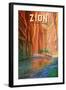 Zion National Park, Utah - The Narrows - Oil Painting - Lantern Press Artwork-Lantern Press-Framed Art Print